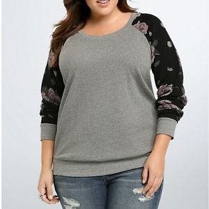 Torrid Floral French Terry Reglan Sweatshirt